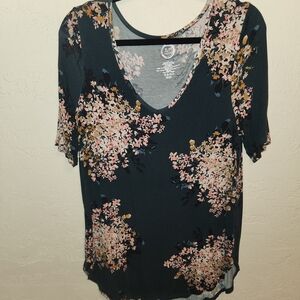 Maurices Dark Floral V-Neck Blouse